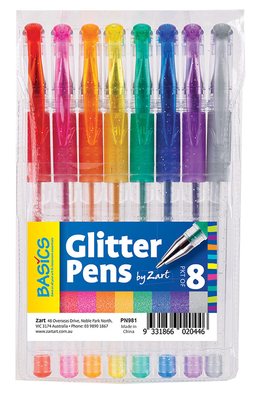 Glitter Pens - Assorted Colours 8pk