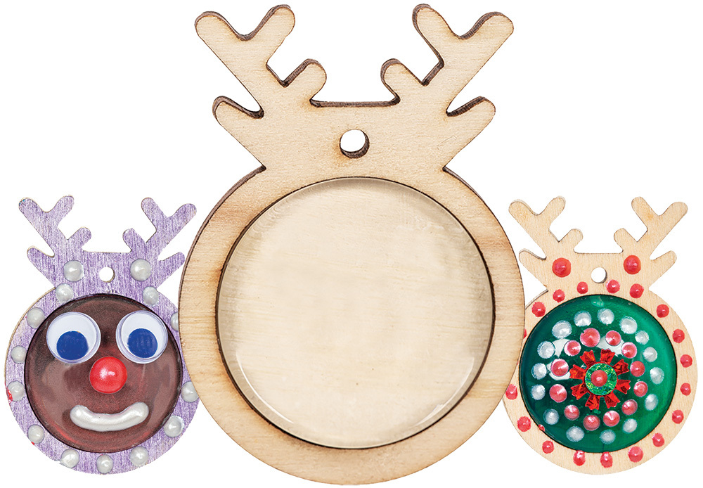 >Wooden Reindeer Pendant Cabochon Setting - 10pcs