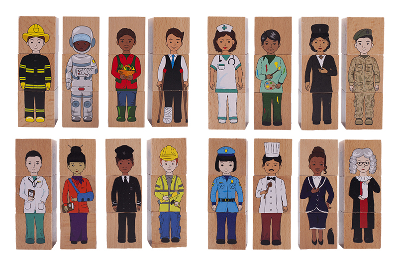 Wooden Blocks - Our Multicultural Community 12pcs