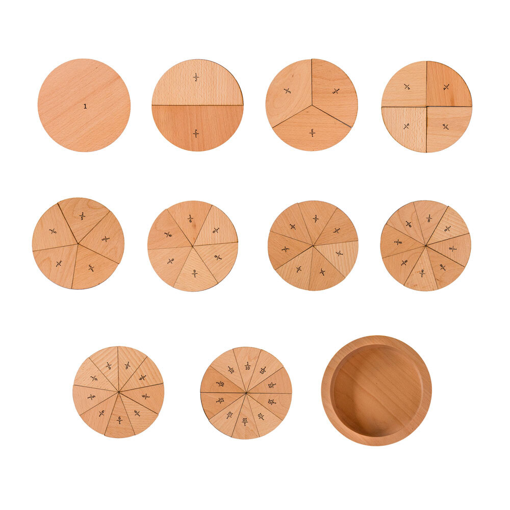 Wooden Maths Puzzle - Learning Fractions 56pcs