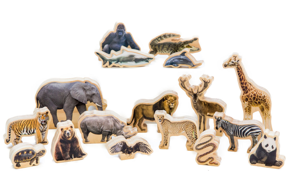 Wooden Wild Animals - 17pcs