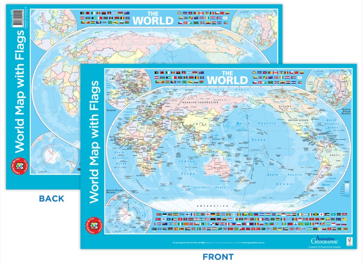 World Map With Flags Poster