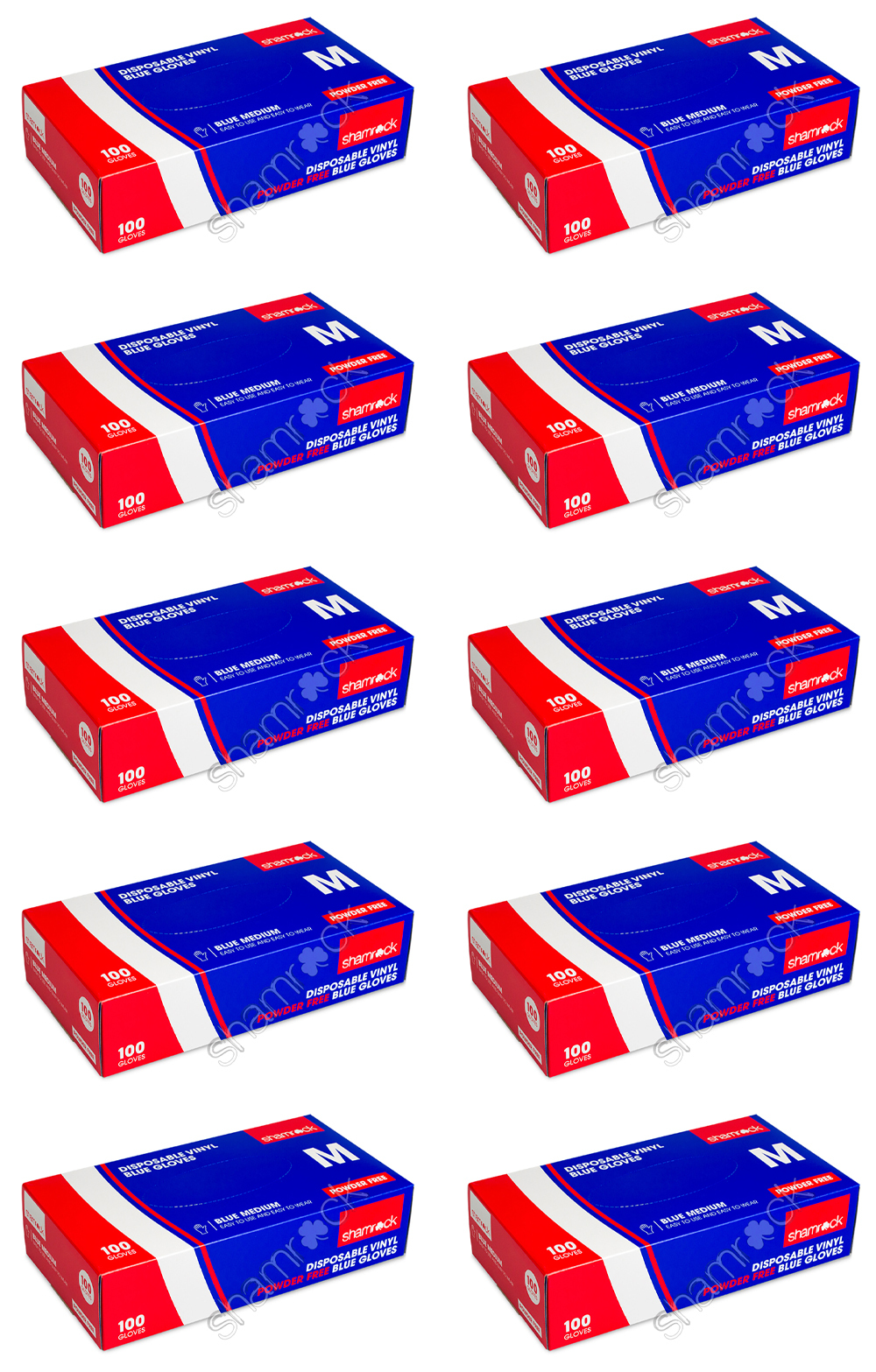 Gloves Vinyl Powder Free Blue - Medium 100pk x 10