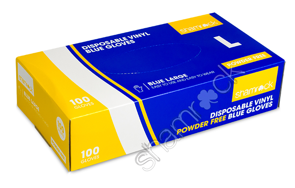 Gloves Vinyl Powder Free Blue - Large 100pk