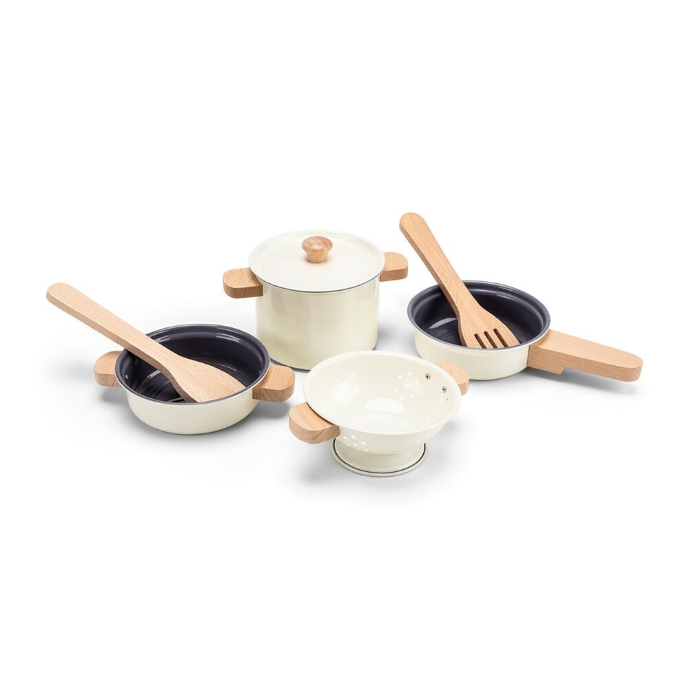 *Cream Metal Pan Set - 6pcs