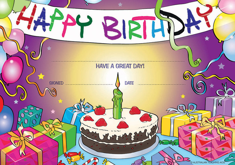 Happy Birthday Cake Certificate - 35pk