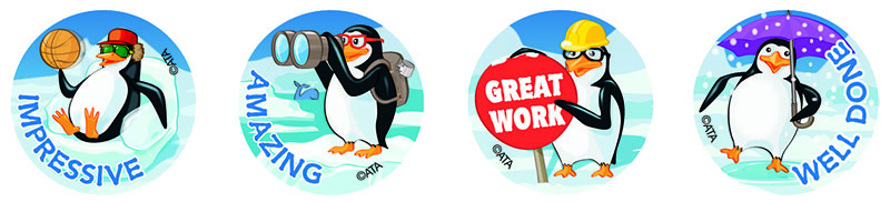Merit Stickers 29mm 96pk - Playful Penguins