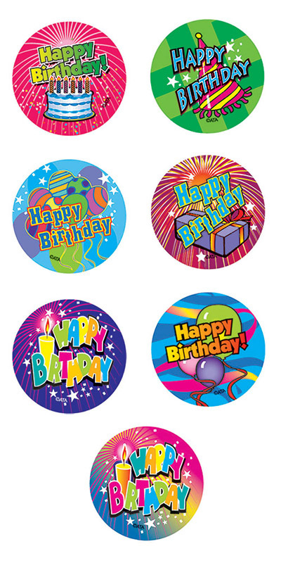 Happy Birthday Stickers - Small 84pk