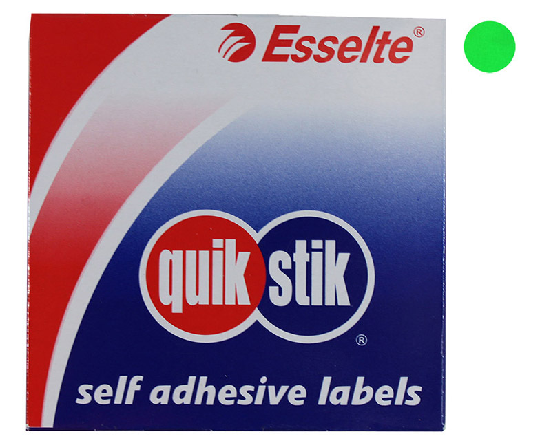 Permanent Circle Stickers 14mm 700pk - Fluoro Green
