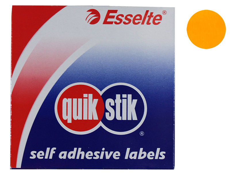 Permanent Circle Stickers 24mm 350pk - Fluoro Orange