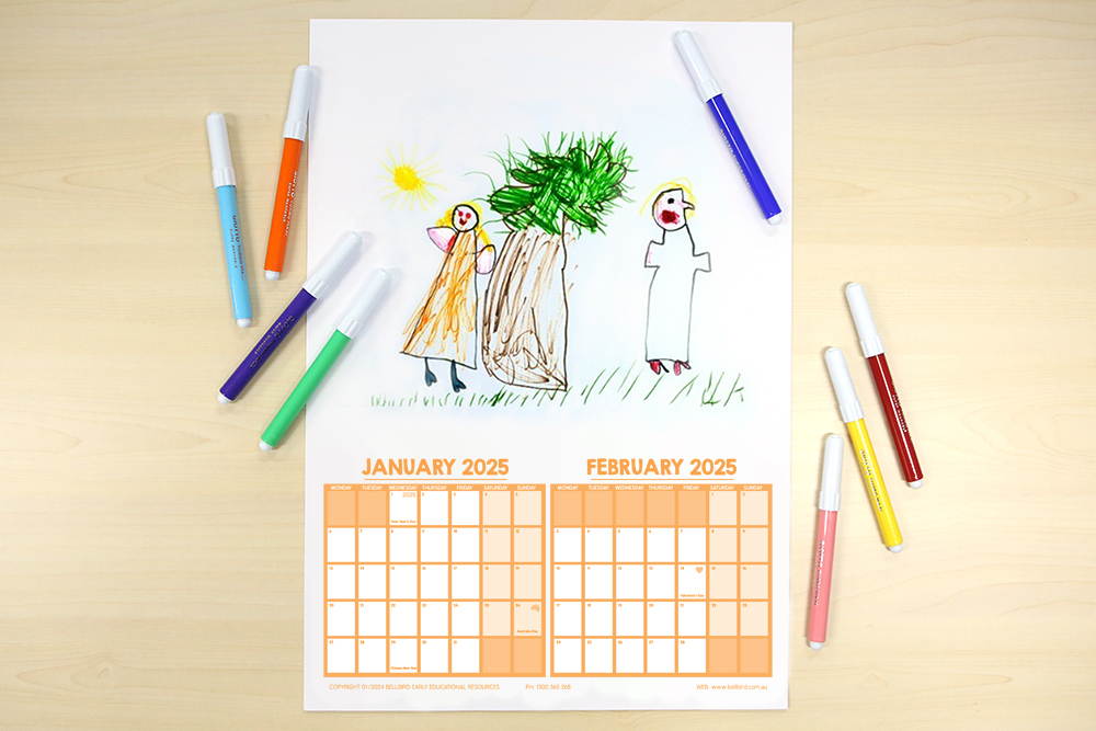 Bellbird Large Calendar 6 Page Set 350x500mm - Loose (2026)
