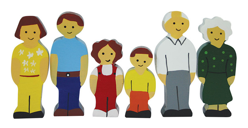 Multicultural Wooden Family Set - Caucasian 6pcs