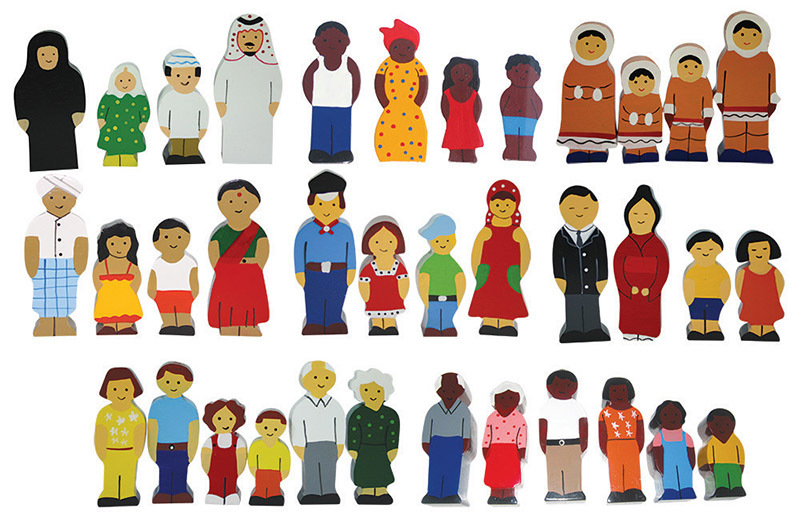 Multicultural Wooden Family Set - 8 Family Set 36pcs