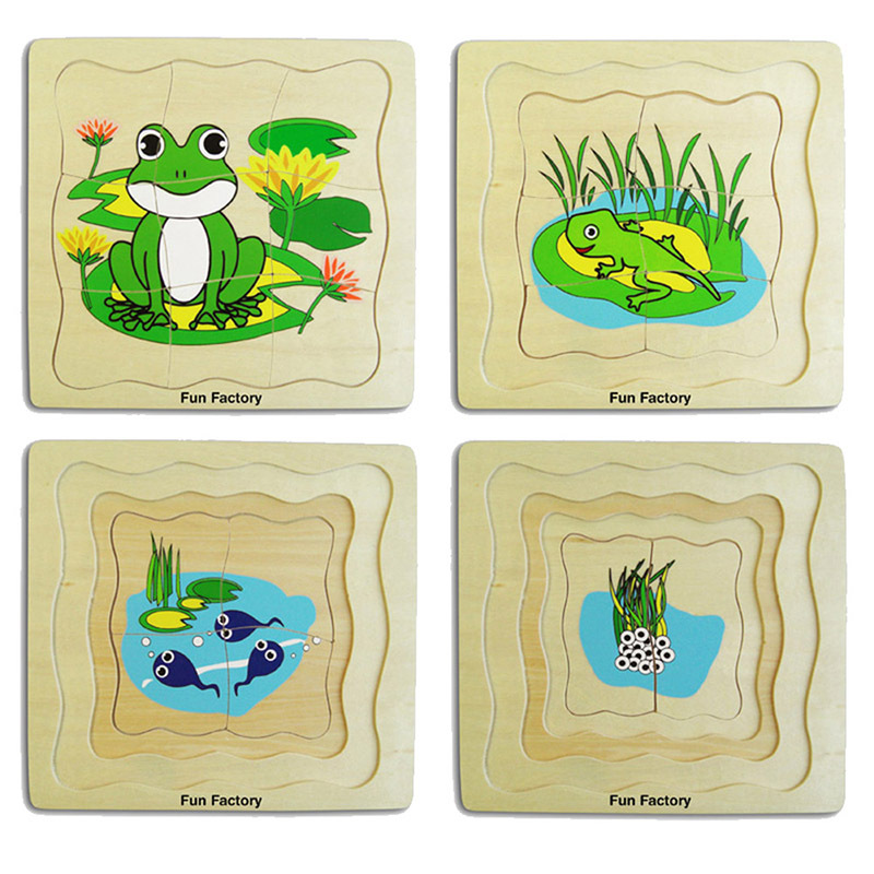 Layered Life Cycle Puzzle - Frog 4 Layers 21pcs 18cm x 18cm