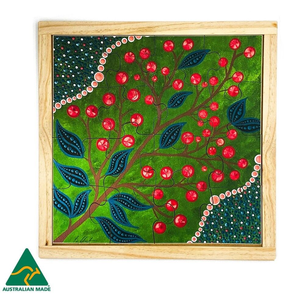 Aboriginal Art Bush Berries Puzzle - 16pcs