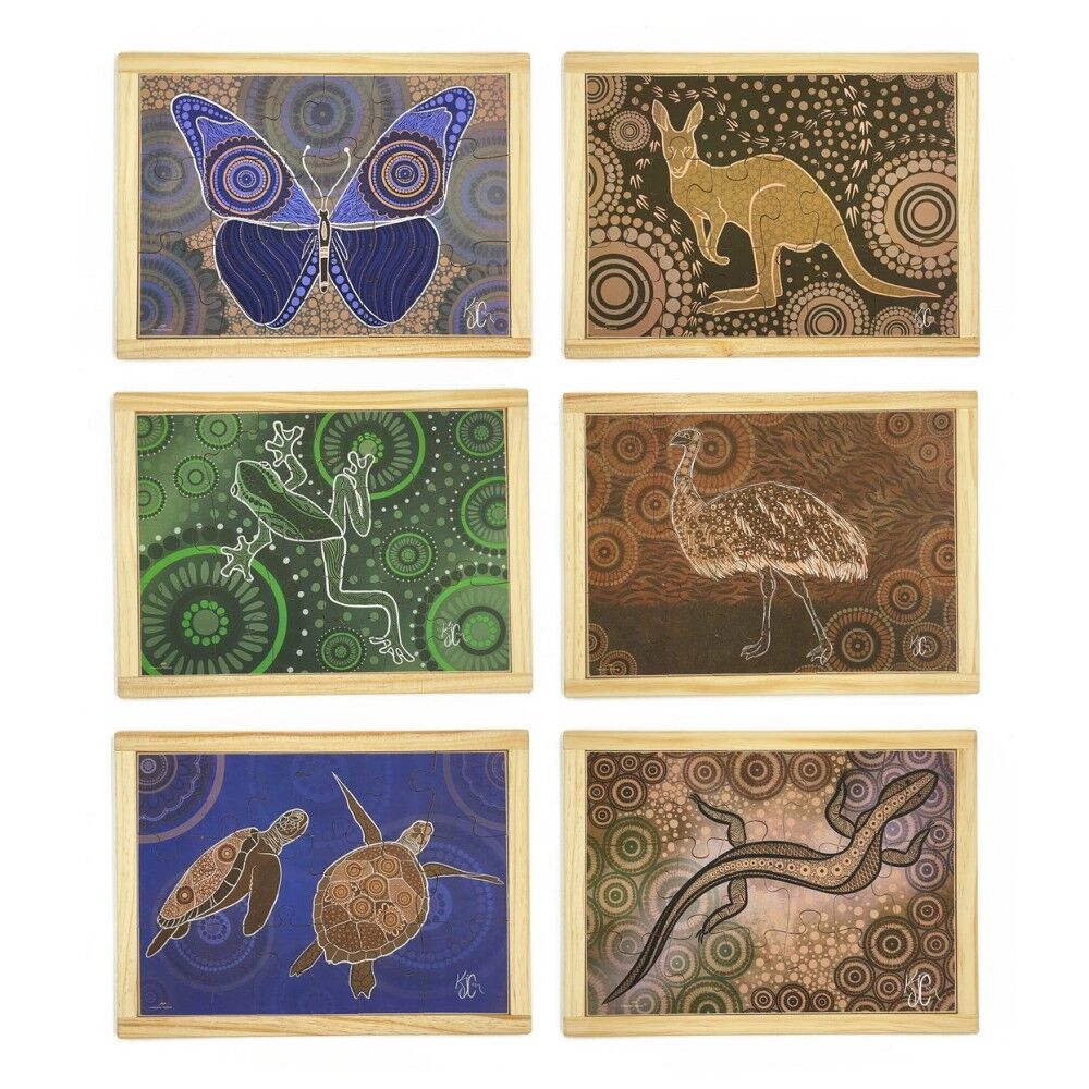 Aboriginal Art Animals Dreaming Puzzle Set of 6
