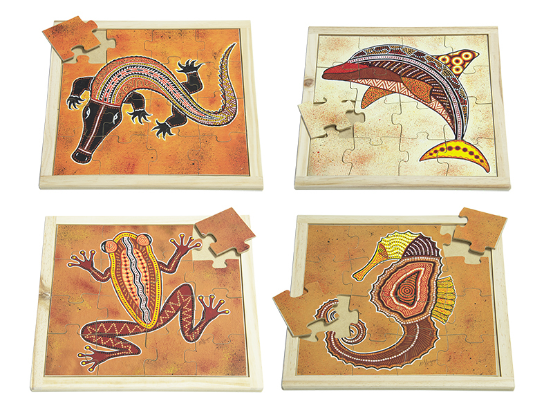 Indigenous Art Water Animal Puzzles - Set of 4 (With Free Poster Kit)