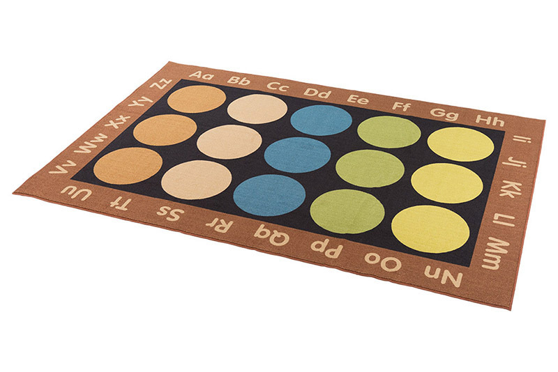 Natural Seating Carpet Mat - Rectangle Letters & Circles 3 x 2m