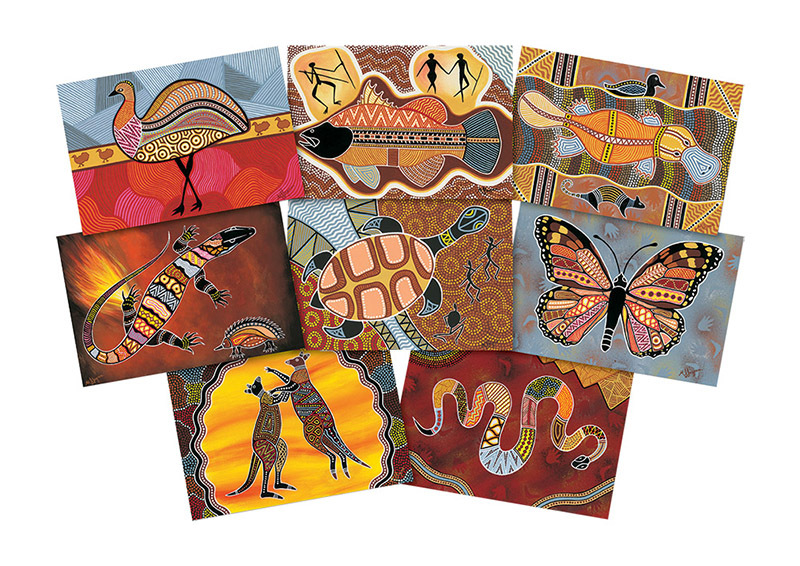 Aboriginal Art Style Poster Kit - Set of 8