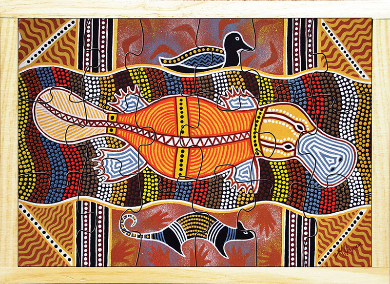 Aboriginal Art Style Puzzle - How The Platypus Was Born 18pcs