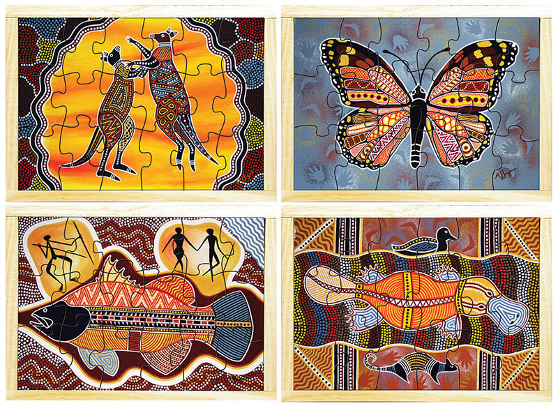 Aboriginal Art Style Puzzle - "HOW THE" Series Set of 4
