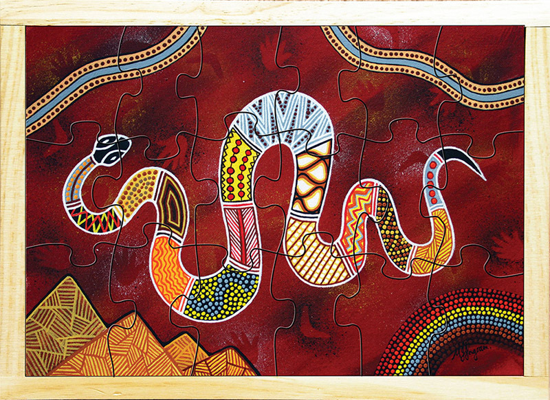 Aboriginal Art Style Puzzle - The Rainbow Serpent 18pcs