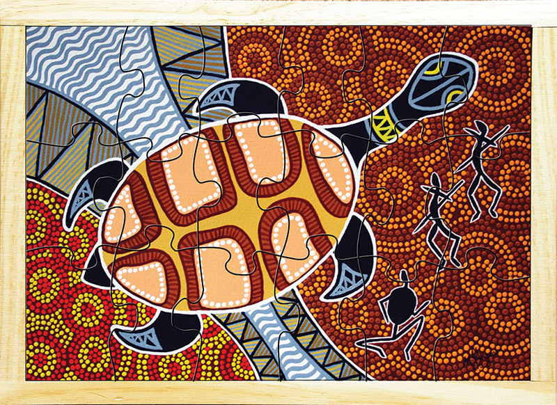 Aboriginal Art Style Puzzle - Wayamba The Turtle 18pcs