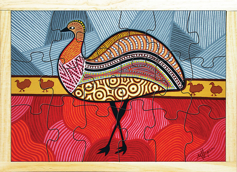 Aboriginal Art Style Puzzle - Dinewan The Emu 18pcs
