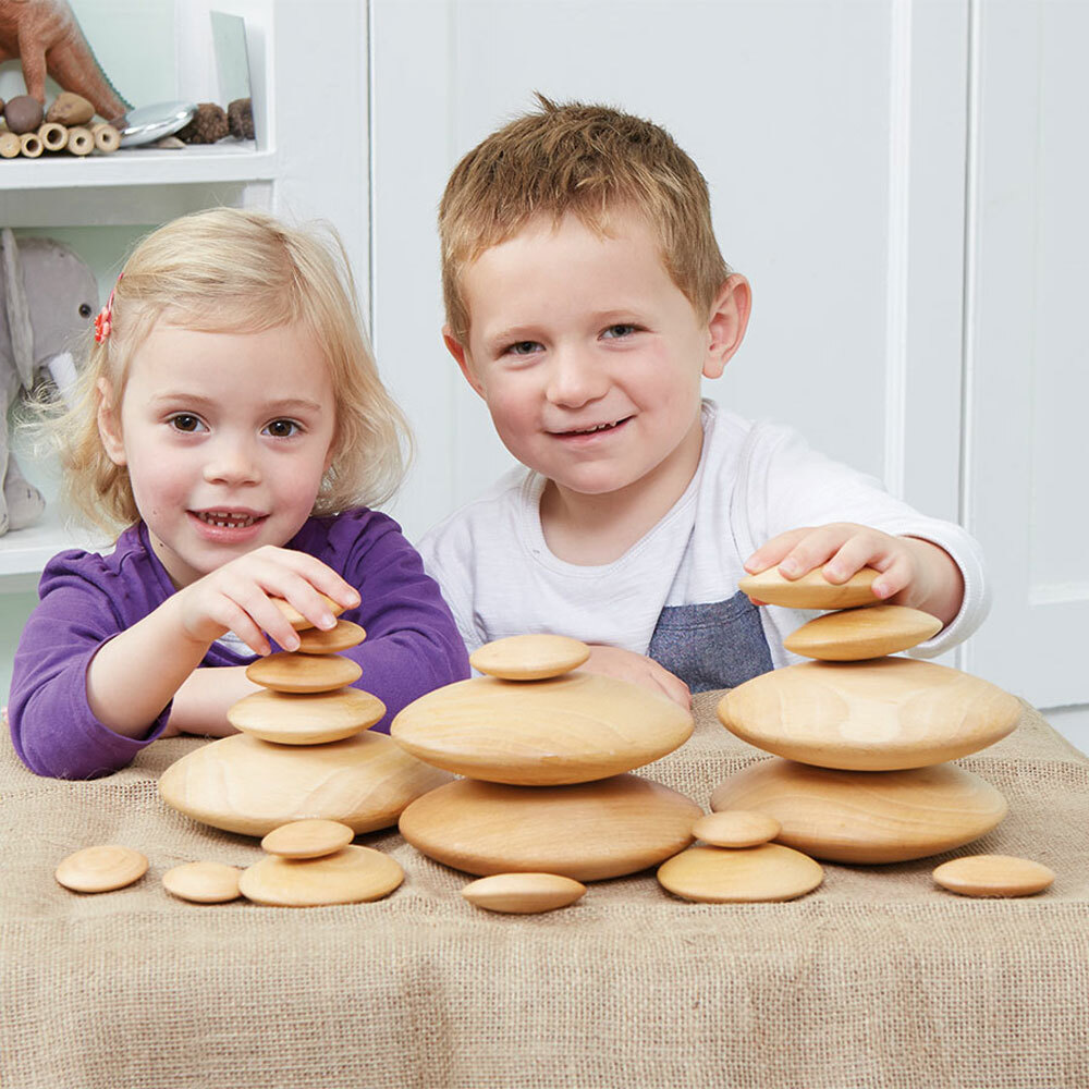 Wooden Stacking Pebbles - 20pk