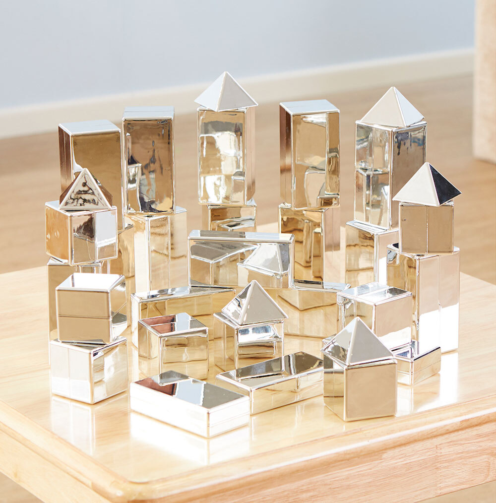 Metallic Silver 3D Construction Blocks - 32pk