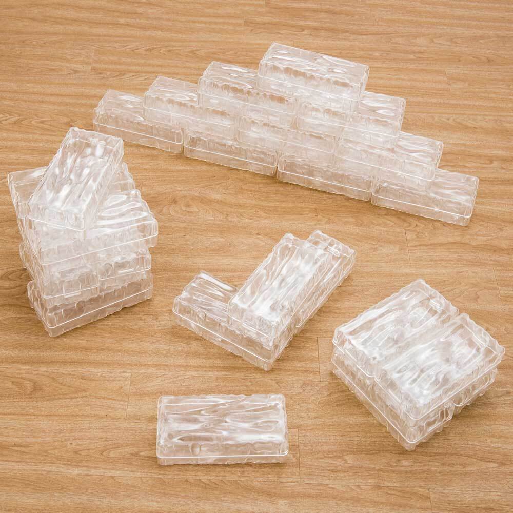 Glacier Effect Clear Plastic Bricks - 25pk