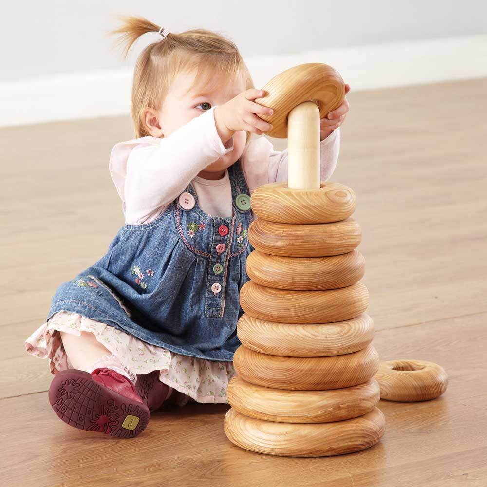 Giant Circular Wooden Stacking Pyramid - 10pcs