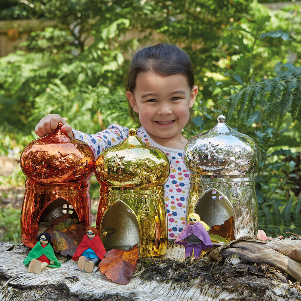 Metallic Small World Fairy Houses 3pk