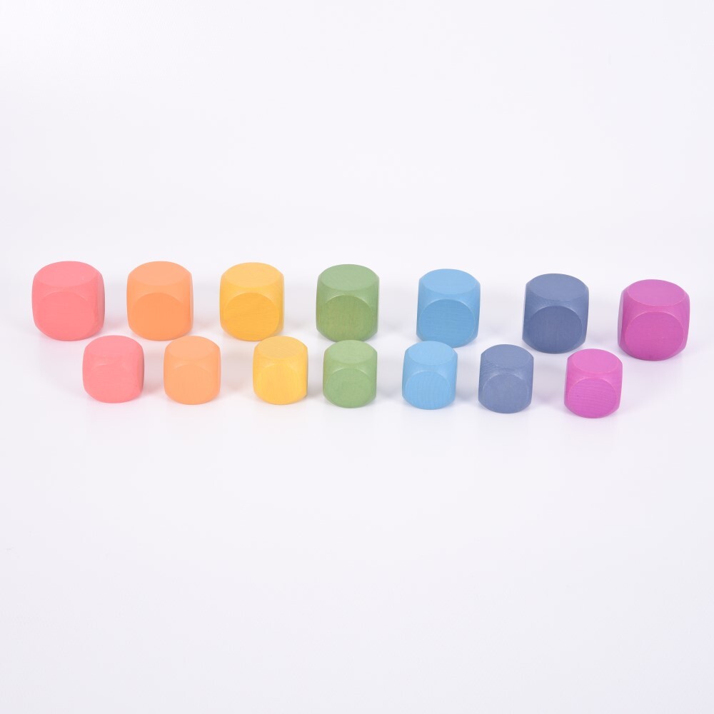 Rainbow Wooden Cubes - 14pcs
