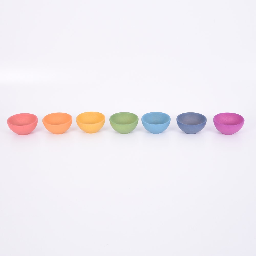 Rainbow Wooden Bowls - 7pcs