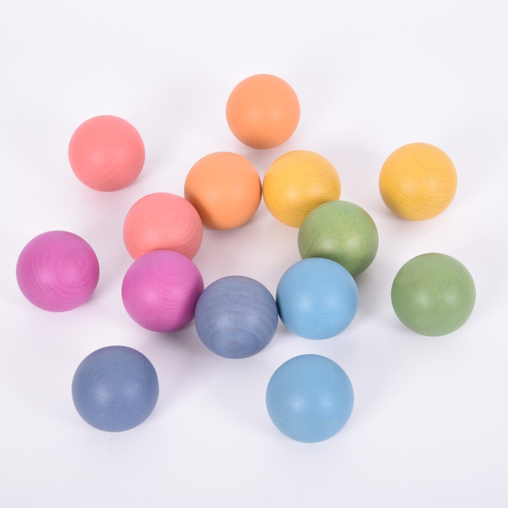 Rainbow Wooden Balls - 14pcs