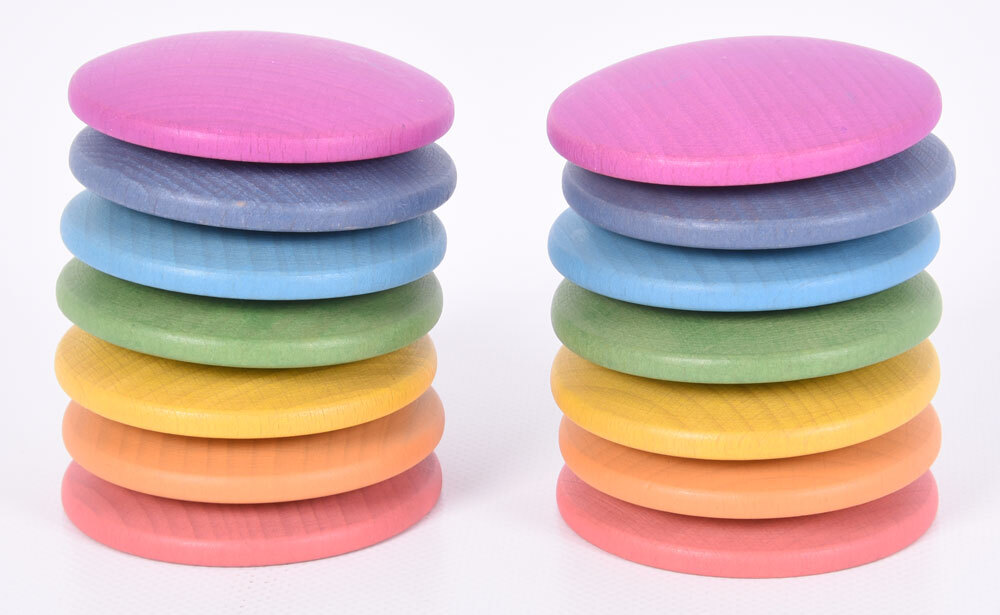 Rainbow Wooden Discs - 14pcs