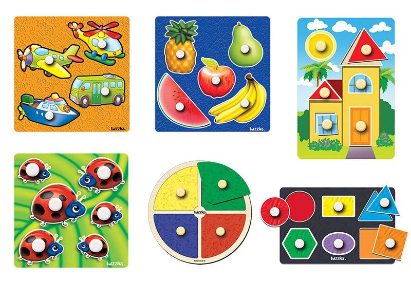 Tuzzles Giant Easy Grip Peg Puzzles - Set of 6
