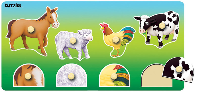 Tuzzles Matching Peg Puzzles - Farm Animals 8pcs