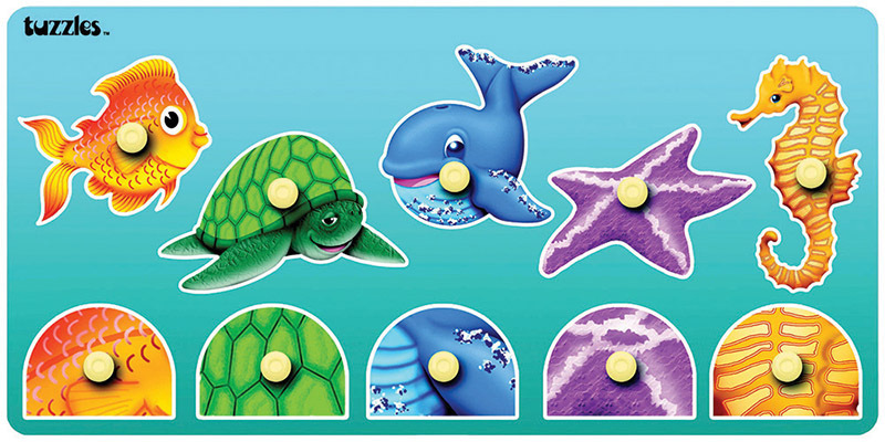 Tuzzles Matching Peg Puzzles - Ocean Animals 10pcs