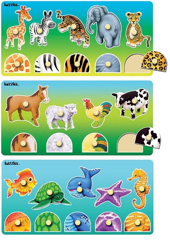 Tuzzles Matching Peg Puzzles - Set of 3
