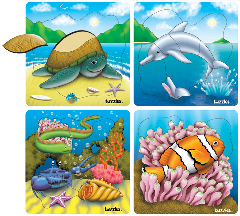 Tuzzles Sea Life Raised Puzzles - Set of 4
