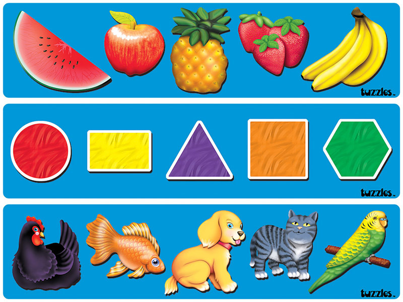 Tuzzles Raised Puzzles - Fruit, Shapes & Pets