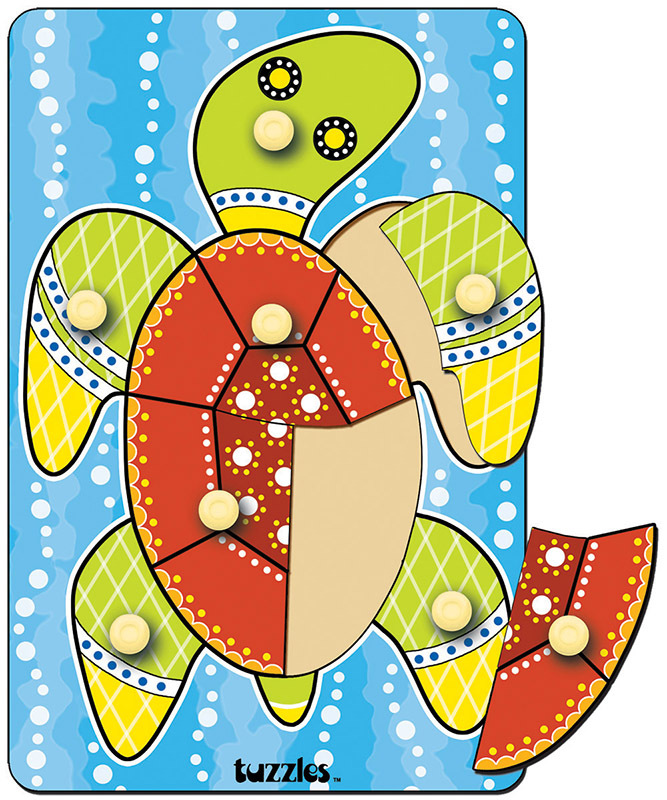 Tuzzles Aboriginal Art Turtle Knob Puzzle - 8pcs