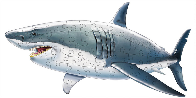 Tuzzles White Pointer Shark Floor Puzzle - 52pcs