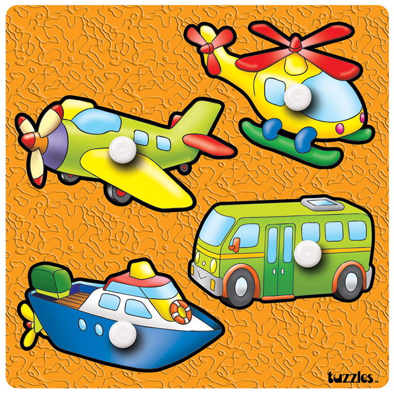 Tuzzles Giant Easy Grip Peg Puzzle - Transport 4pcs