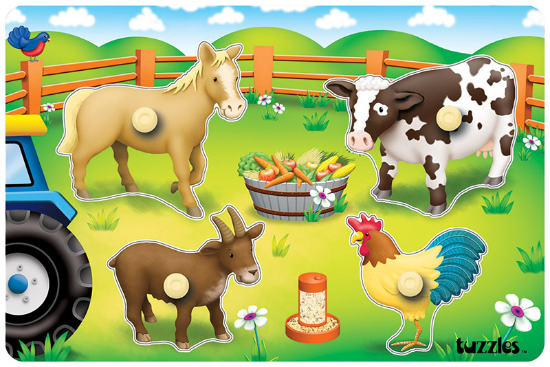 Tuzzles Farm Peg Puzzle - 4pcs