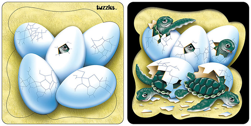 Tuzzles Who Comes From An Egg Layered Puzzle - Turtles