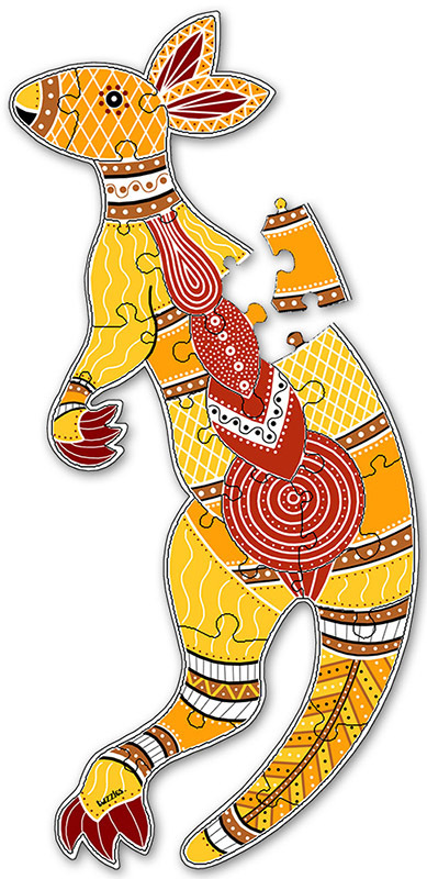 Tuzzles Aboriginal Art Floor Puzzle - Kangaroo 24pcs