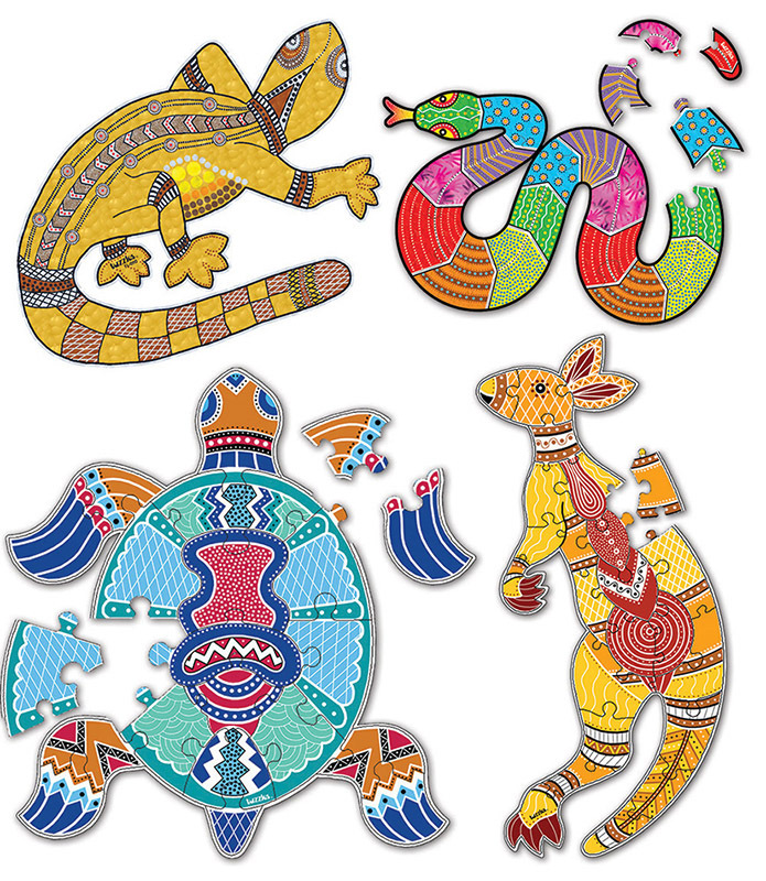 Tuzzles Aboriginal Art Floor Puzzles - Set of 4